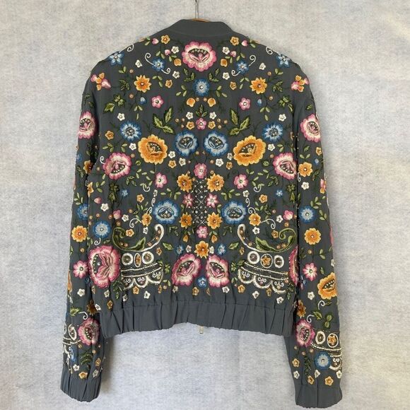 Needle & Thread by Anthropologie beaded embroidered bomber jacket size 6 - Picture 7 of 10